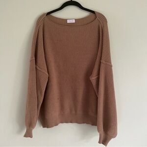 Pink lily tan ribbed sweater